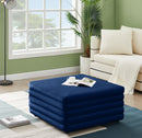 Lorenzo Navy Velvet Ottoman - Town Of Bargains Furniture - NY