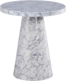 Omni White Faux Marble End Table - Town Of Bargains Furniture - NY