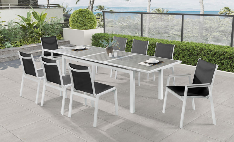 Nizuc Black Mesh Waterproof Fabric Outdoor Patio Aluminum Mesh Dining Chair - Town Of Bargains Furniture - NY