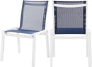 Nizuc Navy Mesh Waterproof Fabric Outdoor Patio Aluminum Mesh Dining Chair - Town Of Bargains Furniture - NY