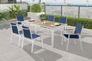 Nizuc Navy Mesh Waterproof Fabric Outdoor Patio Aluminum Mesh Dining Chair - Town Of Bargains Furniture - NY