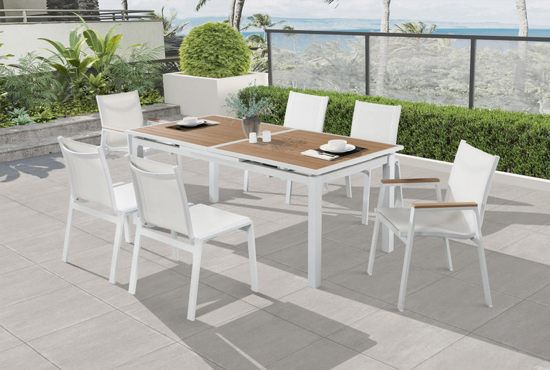 Nizuc White Mesh Waterproof Fabric Outdoor Patio Aluminum Mesh Dining Chair - Town Of Bargains Furniture - NY