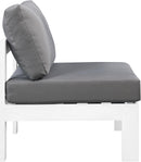 Nizuc Grey Waterproof Fabric Outdoor Patio Aluminum Armless Chair - Town Of Bargains Furniture - NY