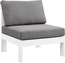 Nizuc Grey Waterproof Fabric Outdoor Patio Aluminum Armless Chair - Town Of Bargains Furniture - NY