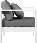 Nizuc Grey Waterproof Fabric Outdoor Patio Aluminum Arm Chair - Town Of Bargains Furniture - NY