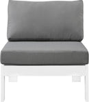 Nizuc Grey Waterproof Fabric Outdoor Patio Aluminum Armless Chair - Town Of Bargains Furniture - NY