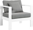 Nizuc Grey Waterproof Fabric Outdoor Patio Aluminum Arm Chair - Town Of Bargains Furniture - NY