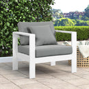 Nizuc Grey Waterproof Fabric Outdoor Patio Aluminum Arm Chair - Town Of Bargains Furniture - NY