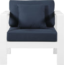 Nizuc Navy Waterproof Fabric Outdoor Patio Aluminum Arm Chair - Town Of Bargains Furniture - NY
