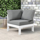 Nizuc Grey Waterproof Fabric Outdoor Patio Aluminum Corner Chair - Town Of Bargains Furniture - NY