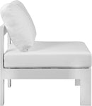Nizuc White Waterproof Fabric Outdoor Patio Aluminum Armless Chair - Town Of Bargains Furniture - NY