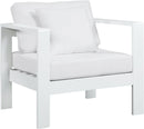 Nizuc White Waterproof Fabric Outdoor Patio Aluminum Arm Chair - Town Of Bargains Furniture - NY