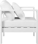 Nizuc White Waterproof Fabric Outdoor Patio Aluminum Arm Chair - Town Of Bargains Furniture - NY