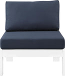 Nizuc Navy Waterproof Fabric Outdoor Patio Aluminum Armless Chair - Town Of Bargains Furniture - NY