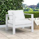 Nizuc White Waterproof Fabric Outdoor Patio Aluminum Arm Chair - Town Of Bargains Furniture - NY