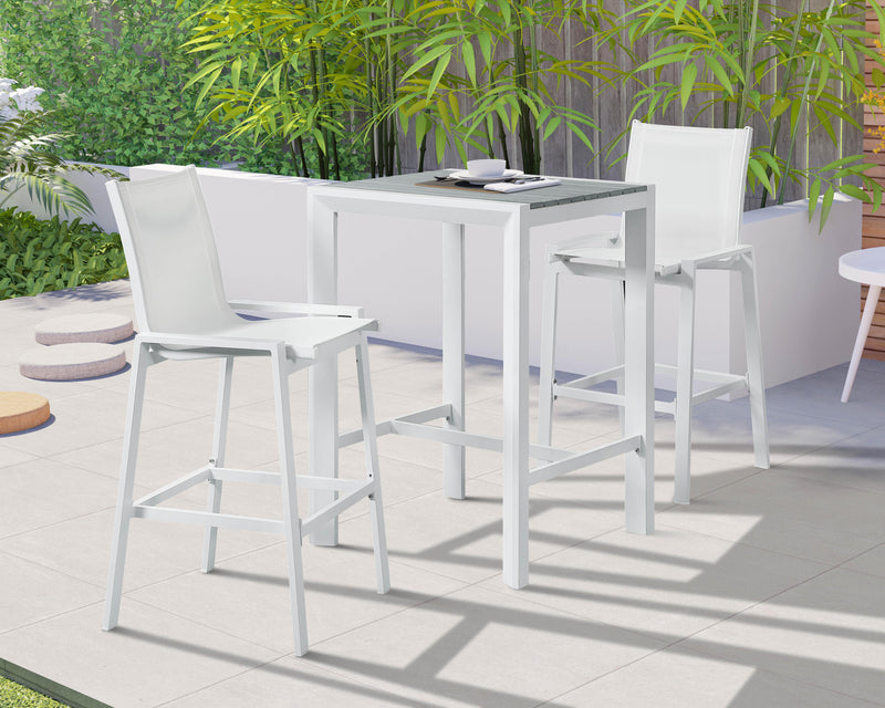 Nizuc Grey manufactured wood Outdoor Patio Aluminum Square Bar Table - Town Of Bargains Furniture - NY