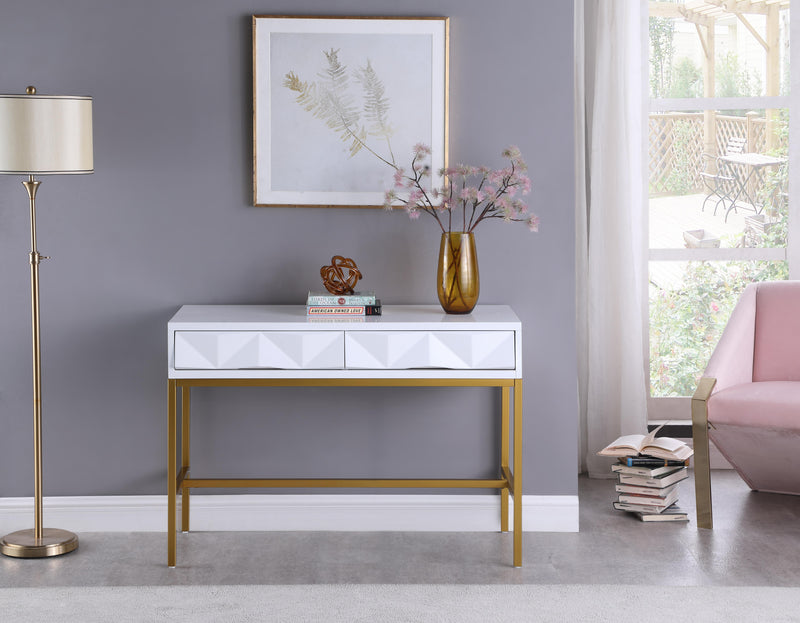 Pandora White Laquer with Gold Console Table - Town Of Bargains Furniture - NY