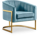 Carter Aqua Velvet Accent Chair - Town Of Bargains Furniture - NY