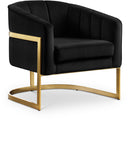 Carter Black Velvet Accent Chair - Town Of Bargains Furniture - NY
