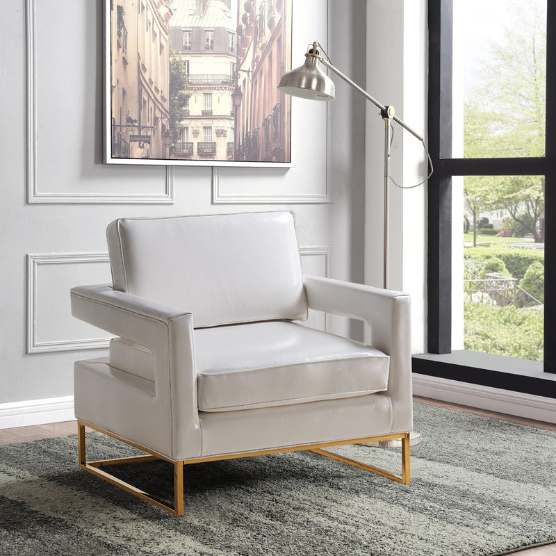 Amelia White Faux Leather Accent Chair