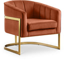 Carter Cognac Velvet Accent Chair - Town Of Bargains Furniture - NY