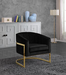 Carter Black Velvet Accent Chair - Town Of Bargains Furniture - NY