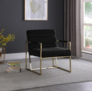 Wayne Black Velvet Accent Chair - Town Of Bargains Furniture - NY
