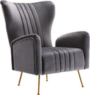 Opera Grey Velvet Accent Chair - Town Of Bargains Furniture - NY