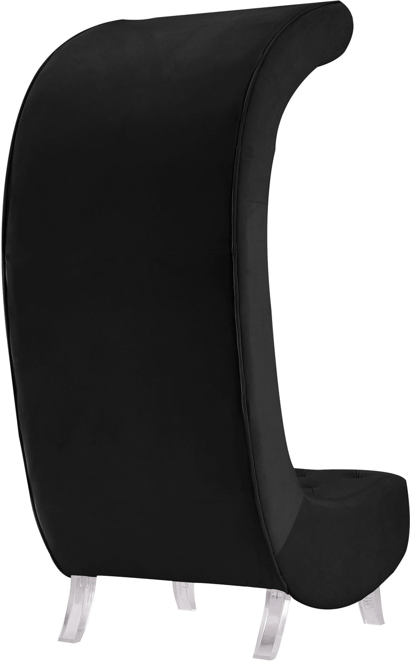 Crescent Black Velvet Accent Chair