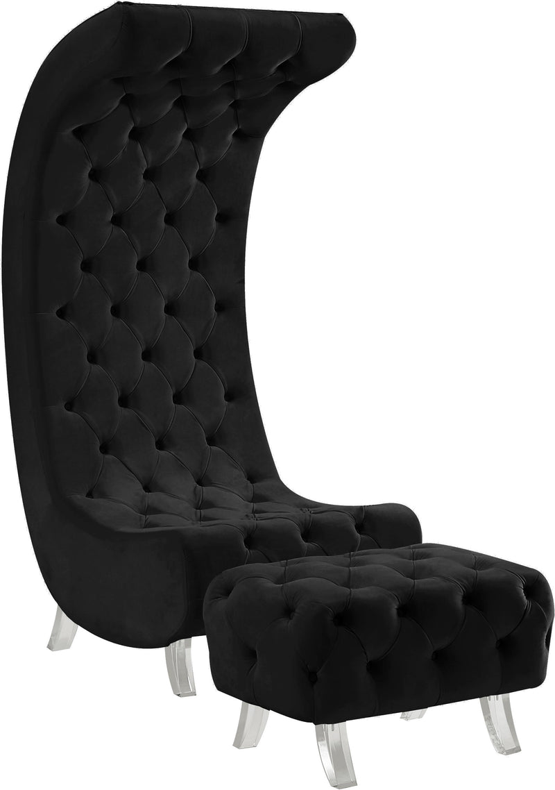 Crescent Black Velvet Ottoman - Town Of Bargains Furniture - NY