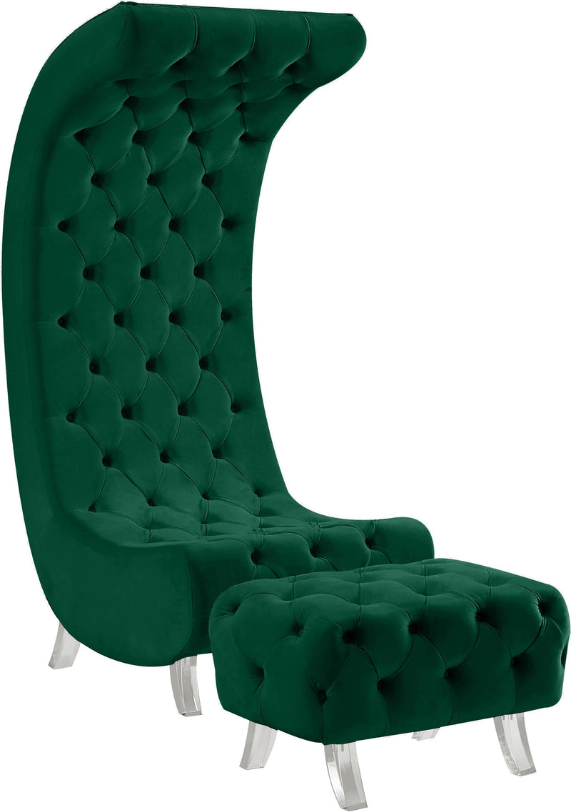 Crescent Green Velvet Ottoman - Town Of Bargains Furniture - NY