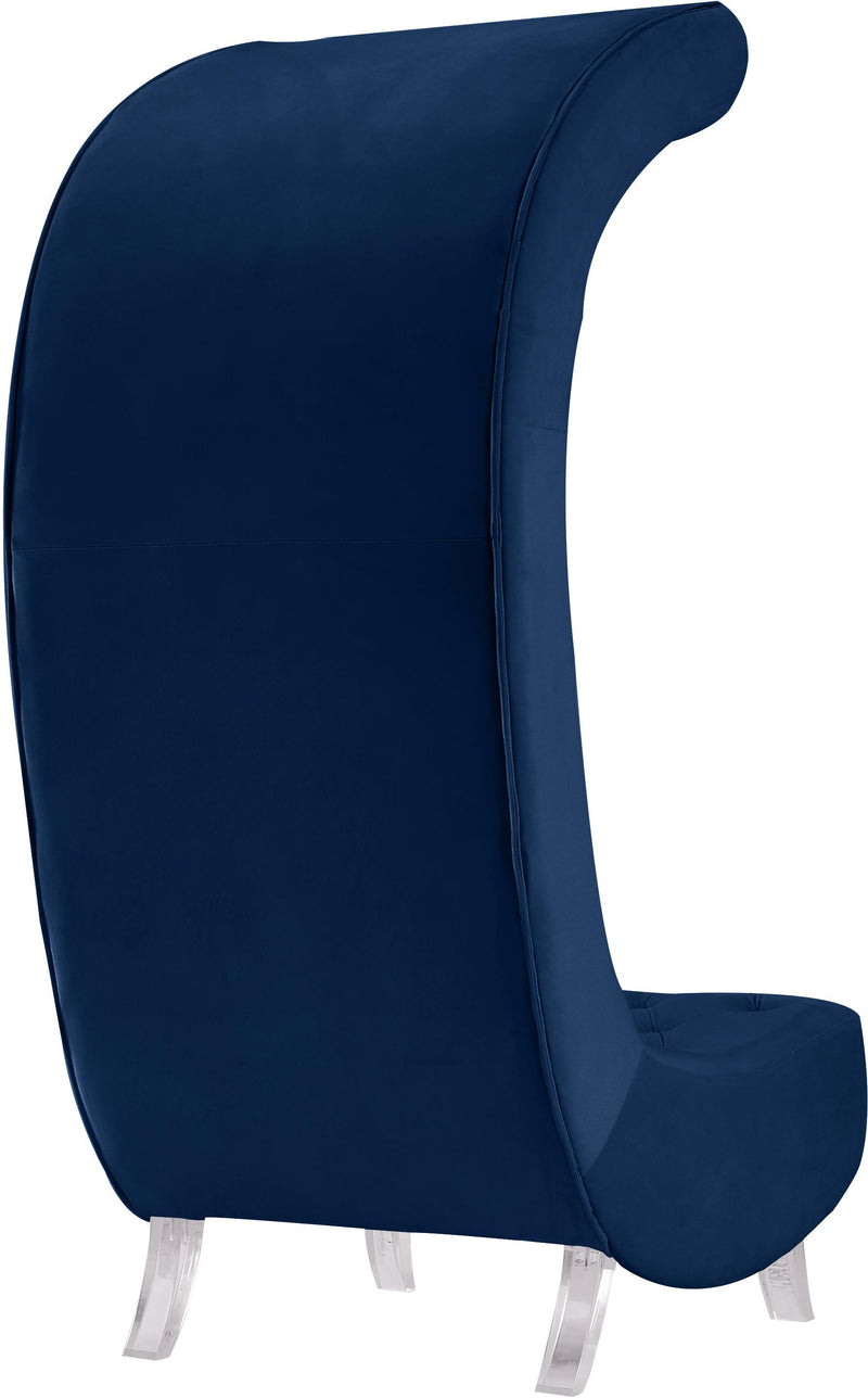 Crescent Navy Velvet Accent Chair