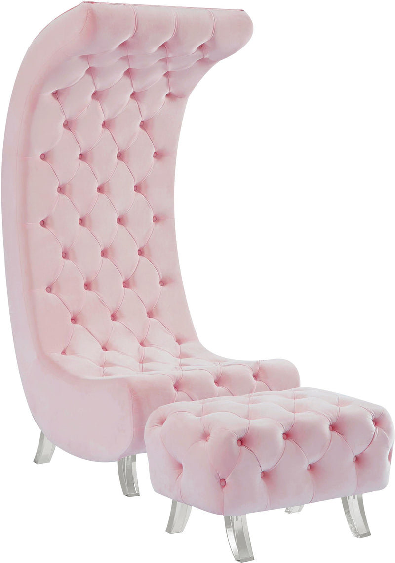 Crescent Pink Velvet Ottoman - Town Of Bargains Furniture - NY
