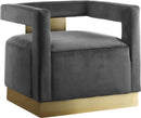 Armani Grey Velvet Accent Chair - Town Of Bargains Furniture - NY