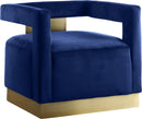 Armani Navy Velvet Accent Chair - Town Of Bargains Furniture - NY