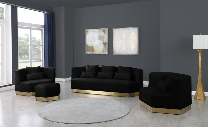 Marquis Black Velvet Ottoman - Town Of Bargains Furniture - NY