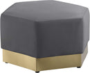 Marquis Grey Velvet Ottoman - Town Of Bargains Furniture - NY