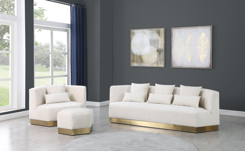 Marquis Cream Velvet Ottoman - Town Of Bargains Furniture - NY
