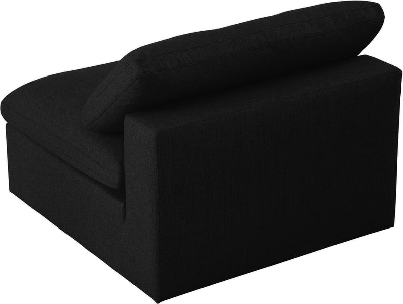 Serene Black Linen Fabric Deluxe Cloud Armless Chair