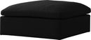Serene Black Linen Fabric Deluxe Cloud Ottoman - Town Of Bargains Furniture - NY