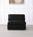 Serene Black Linen Fabric Deluxe Cloud Armless Chair - Town Of Bargains Furniture - NY