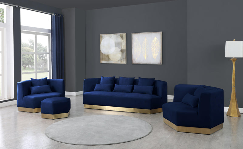 Marquis Navy Velvet Ottoman - Town Of Bargains Furniture - NY