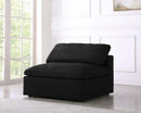 Serene Black Linen Fabric Deluxe Cloud Armless Chair - Town Of Bargains Furniture - NY
