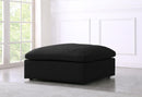 Serene Black Linen Fabric Deluxe Cloud Ottoman - Town Of Bargains Furniture - NY