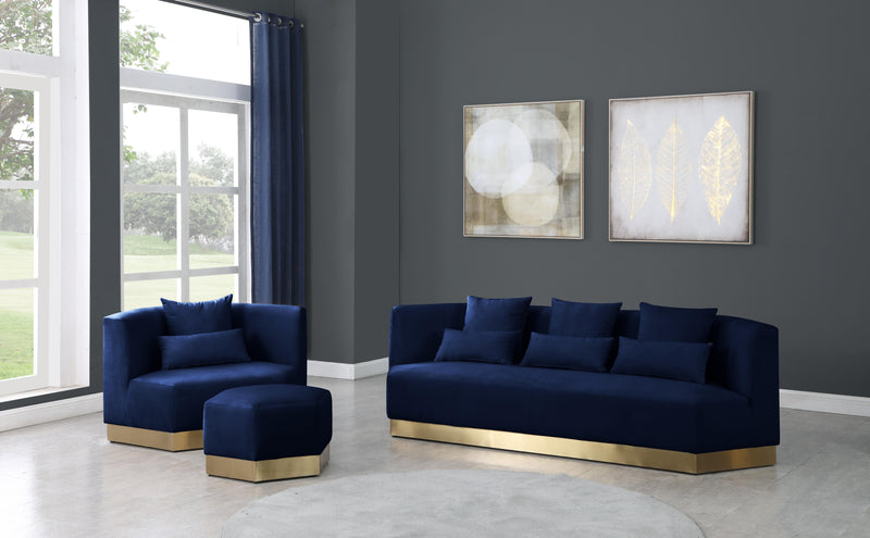 Marquis Navy Velvet Ottoman - Town Of Bargains Furniture - NY
