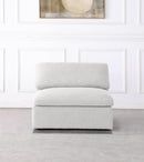 Serene Cream Linen Fabric Deluxe Cloud Armless Chair - Town Of Bargains Furniture - NY