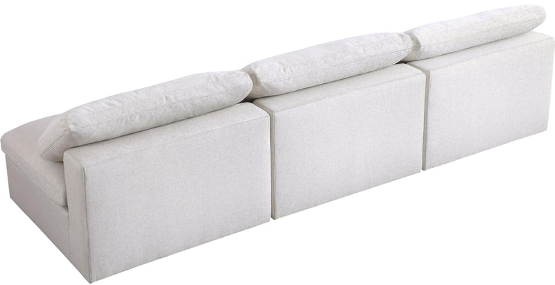 Serene Cream Linen Fabric Deluxe Cloud Modular Armless Sofa