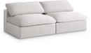 Serene Cream Linen Fabric Deluxe Cloud Modular Armless Sofa - Town Of Bargains Furniture - NY