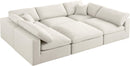 Serene Cream Linen Fabric Deluxe Cloud Modular Sectional - Town Of Bargains Furniture - NY