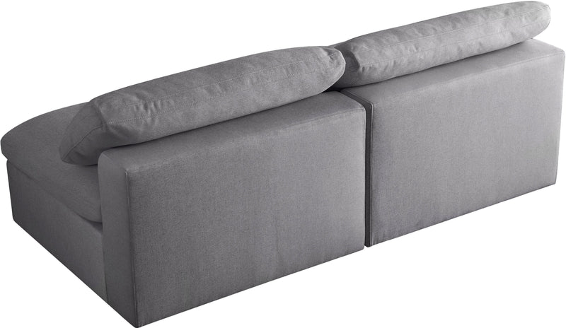 Serene Grey Linen Fabric Deluxe Cloud Modular Armless Sofa